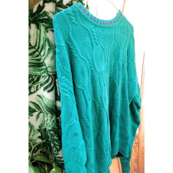 Vintage teal blue textured beachy oversized sweater 🌊 - Picture 5 of 7